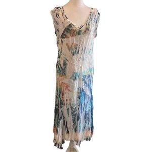 Reba White Sleeveless Bohemian Boho Midi Dress size L
